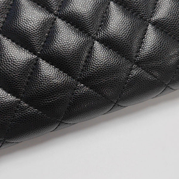 Quilted Grained Calfskin Shoulder Bag Black