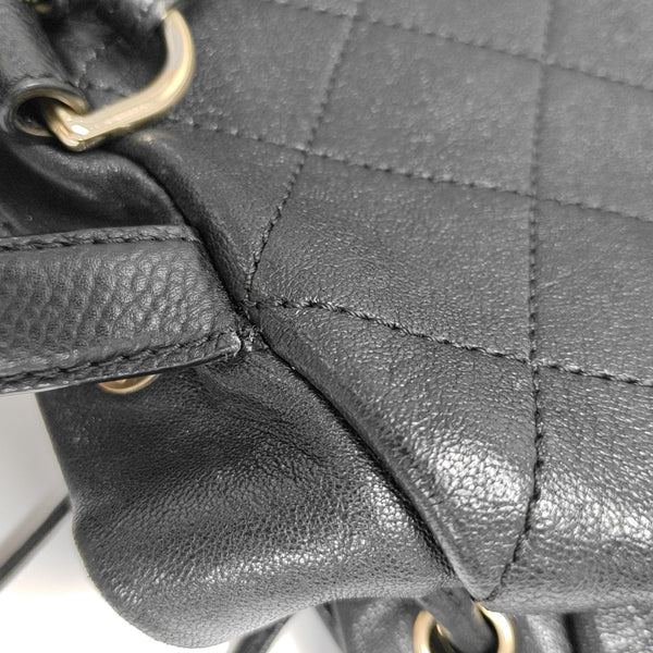 Quilted Grained Calfskin Backpack Black