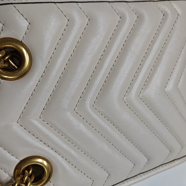 GG Marmont Mini Quilted Calfskin White