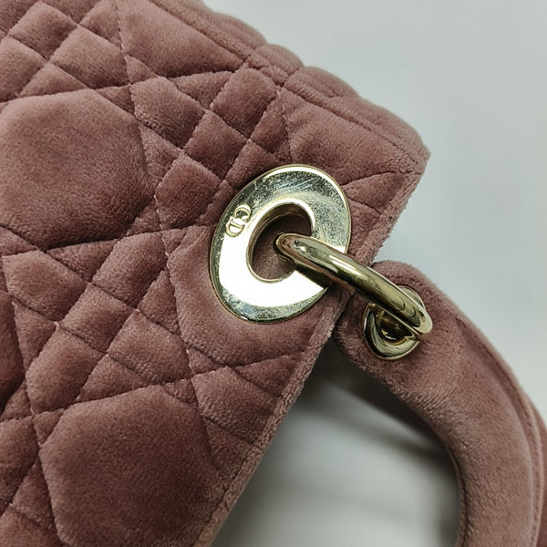 Lady Dior Mini Cannage Velvet Pink