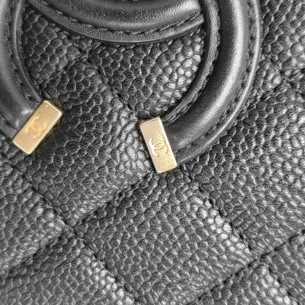 FILIGREE Small Quilted Grained Calfskin Black