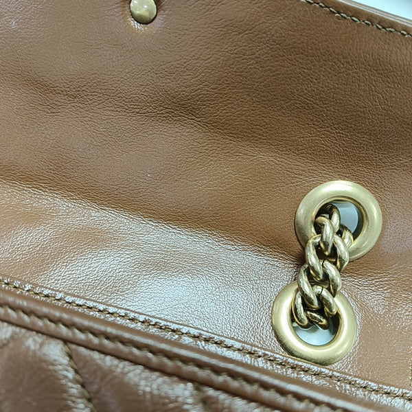 GG Marmont Small Quilted Calfskin Brown