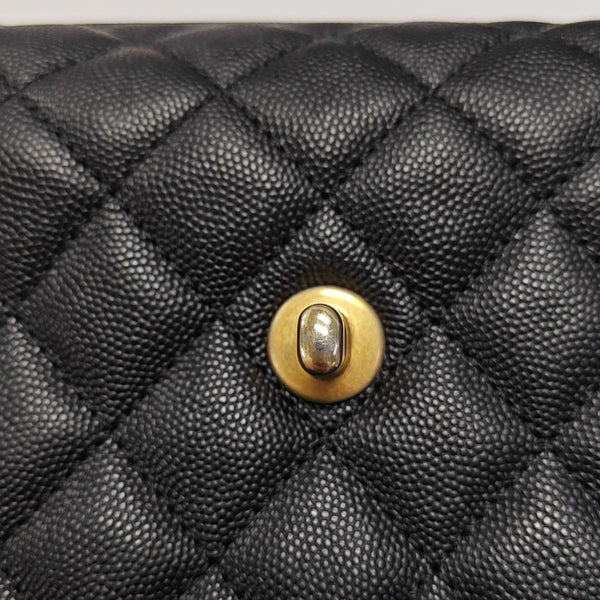 COCO HANDLE Small Quilted Grained Calfskin Black