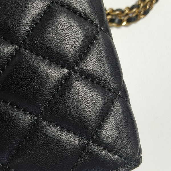 Quilted Lambskin Shoulder Bag Black