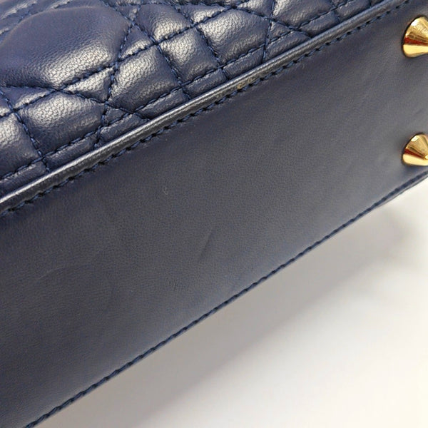 Authenticated pre-owned Lady Dior Small Cannage Lambskin Blue - Tote Bag at Looply