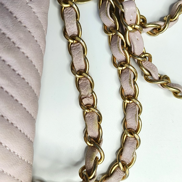 Mini Chevron, Quilted Lambskin Pink