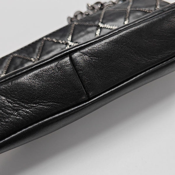 Quilted Lambskin Top Handle Bag Black