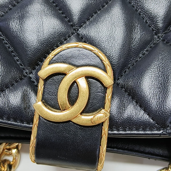 Quilted Lambskin Shoulder Bag Small Black