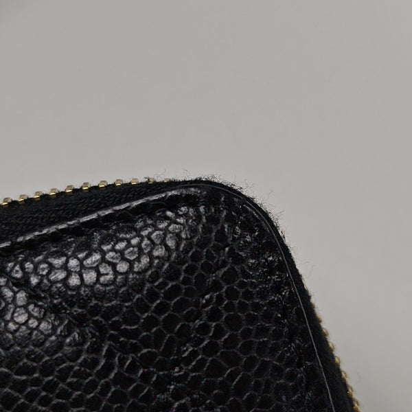 Quilted Grained Calfskin Wallet Black