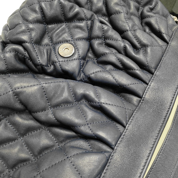 Around Chain Quilted Calfskin Blue