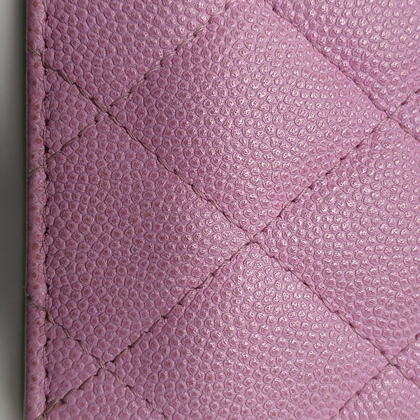 Quilted Grained Calfskin Wallet Purple