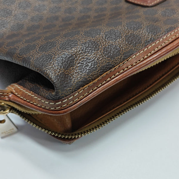 Coated Canvas Clutch Brown