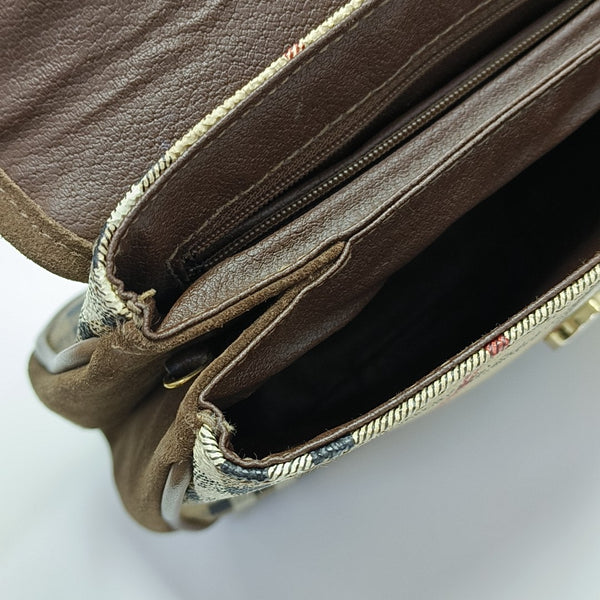 Coated Canvas Shoulder Bag Beige