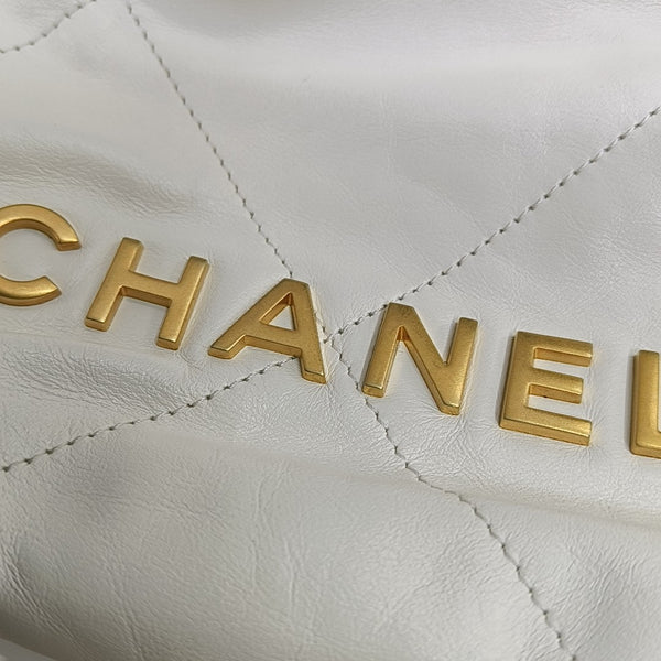 CHANEL 22 Mini Quilted Calfskin White