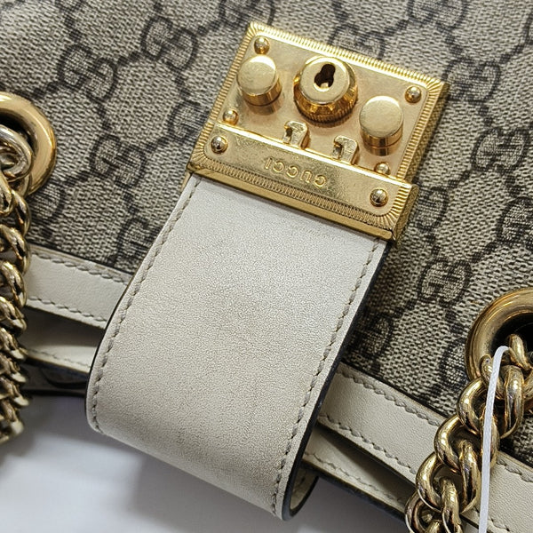 Padlock Small Monogram Coated Canvas Beige