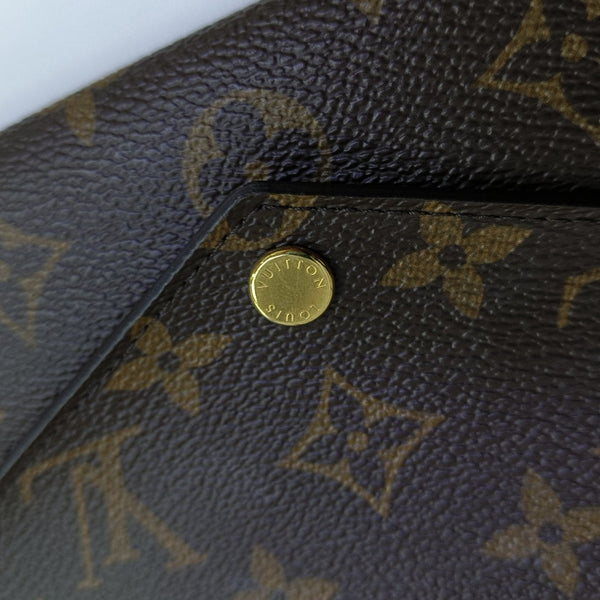 SARAH Monogram Coated Canvas Brown Wallet