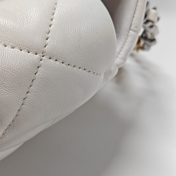 CHANEL 19 Small Quilted Lambskin White