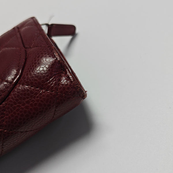 Quilted Grained Calfskin Wallet Red
