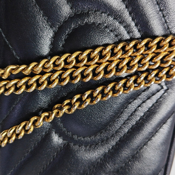GG Marmont Mini Quilted Calfskin Black