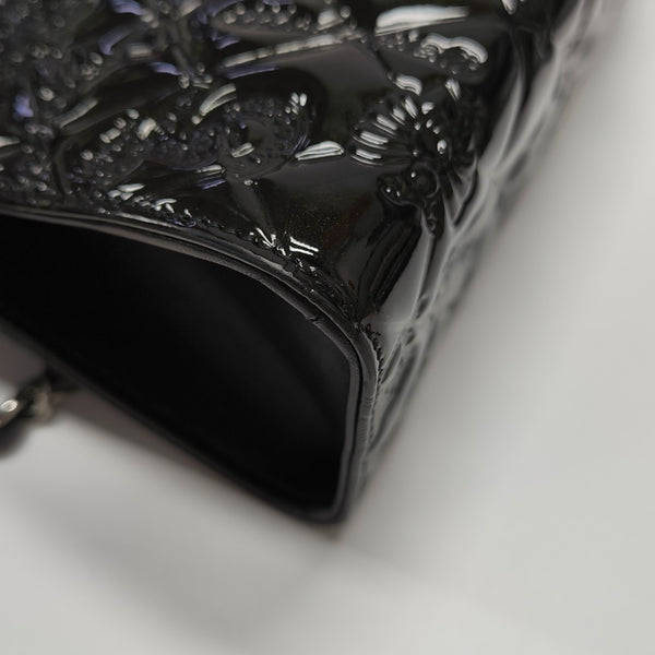 Quilted Patent Leather Tote Bag Black