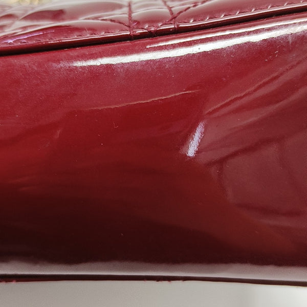 Lady Dior Mini Cannage Patent Calfskin Red
