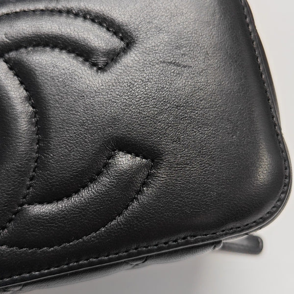 BOLSOS DE COSMÉTICOS VINTAGE Piel de Cordero Acolchada Negra