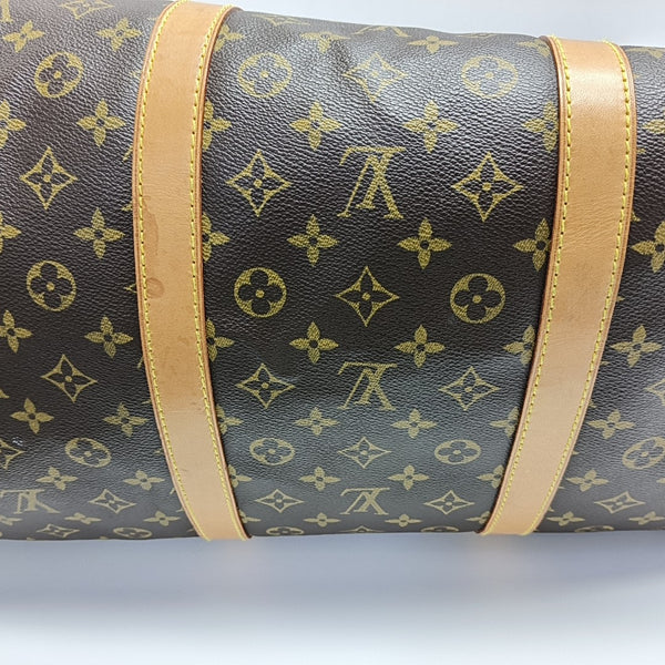 KEEPALL 60 Monogram Coated Canvas Brown