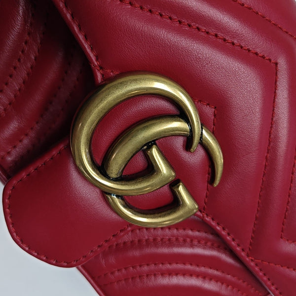 GG Marmont Small Quilted Calfskin Red