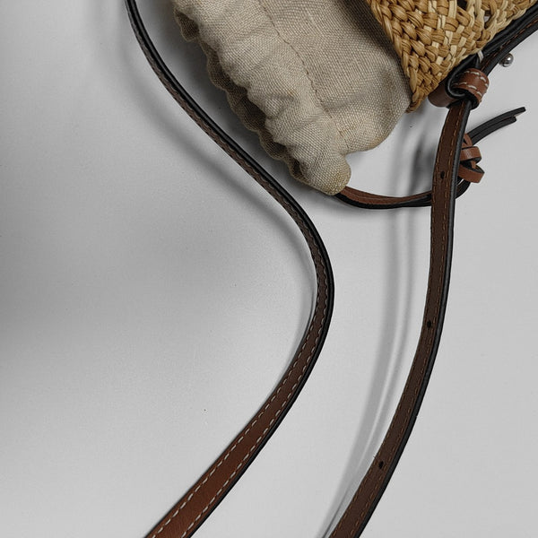 Straw Bucket Bag Brown