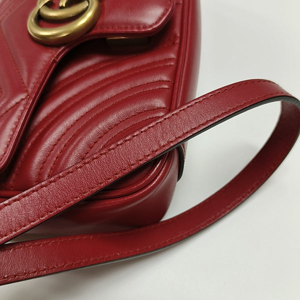 GG Marmont Small Quilted Calfskin Red