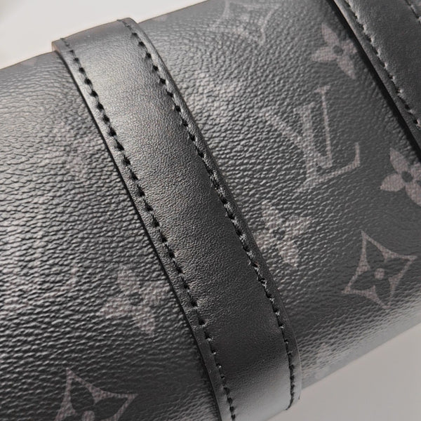KEEPALL 25 Monogram Coated Canvas Black