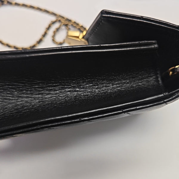 Chevron Calfskin Shoulder Bag Black