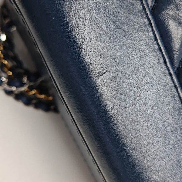 GABRIELLE Small Chevron Calfskin Blue