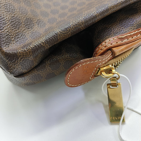 Coated Canvas Clutch Brown