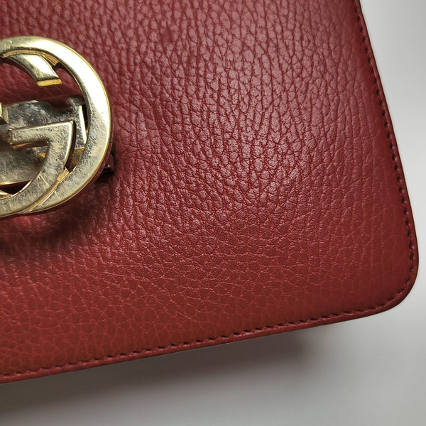 Interlocking G Small Calfskin Red