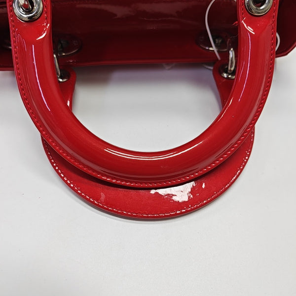 Lady Dior Medium Patent Leather Red