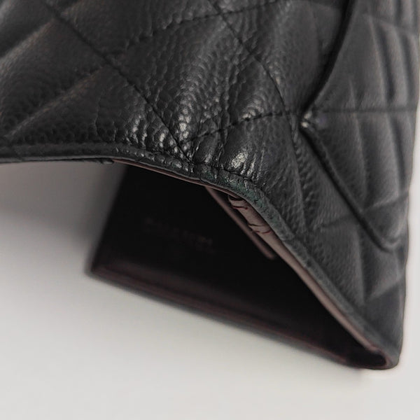 CLASSIC FLAP Mini Quilted Grained Calfskin Black Wallet