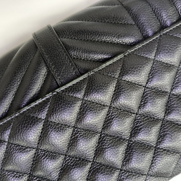 Chevron Lambskin Shoulder Bag Black