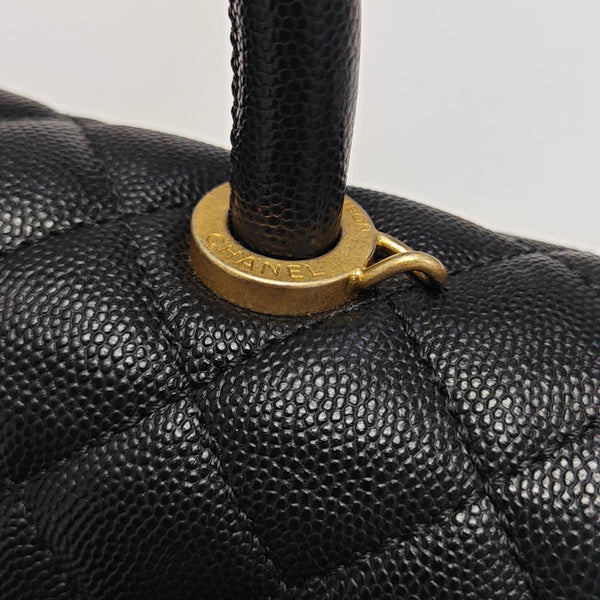 COCO HANDLE Small Quilted Grained Calfskin Black