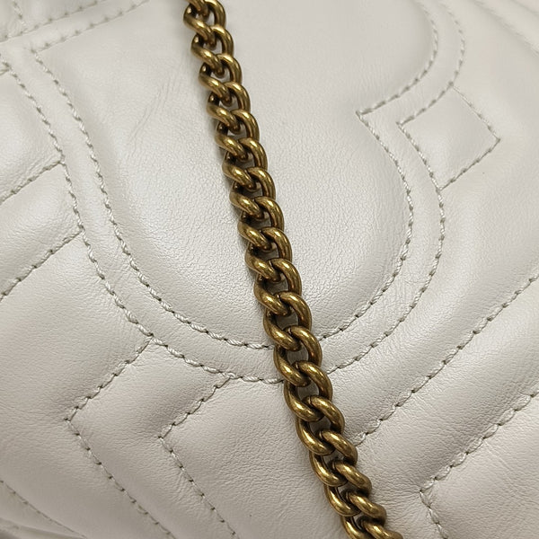 GG Marmont Mini Quilted Calfskin White
