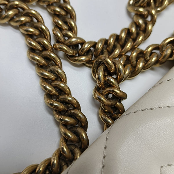 GG Marmont Small Quilted Calfskin White