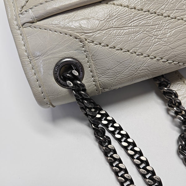 NIKI Small Chevron Calfskin White