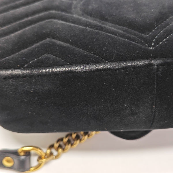 GG Marmont Small Quilted Velvet Black