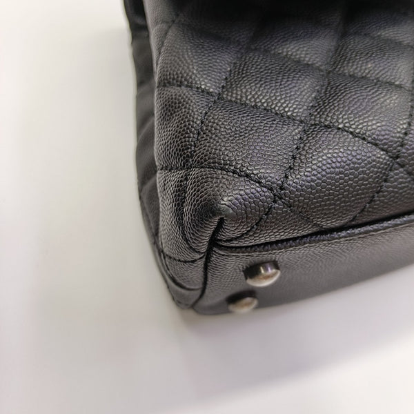 COCO HANDLE Small Quilted Grained Calfskin Black