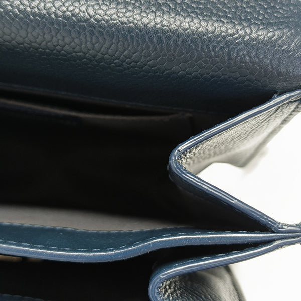 Quilted Grained Calfskin Crossbody Bag Blue