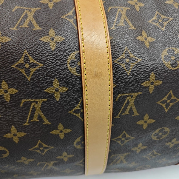 KEEPALL 50 Monogram Coated Canvas Brown