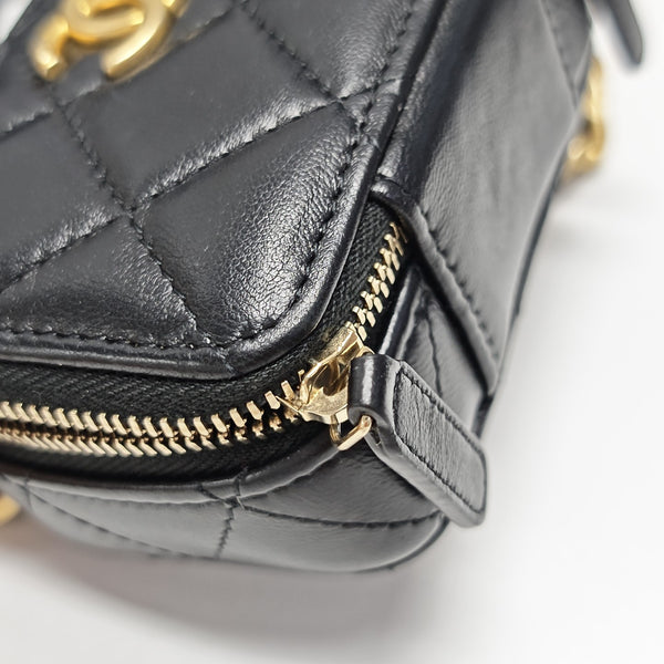 Quilted Lambskin Shoulder Bag Mini Black