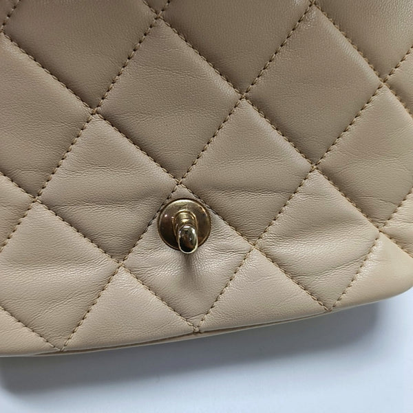 Small Quilted Lambskin Beige