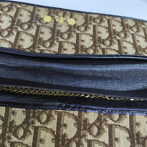 Oblique Canvas Top Handle Bag Brown