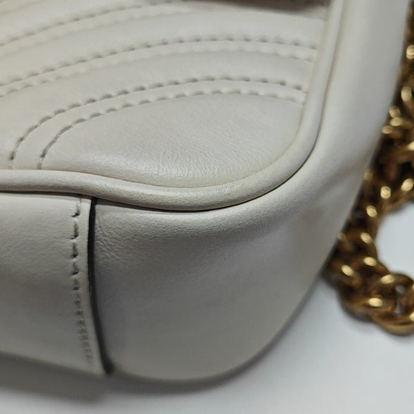 GG Marmont Small Quilted Calfskin White